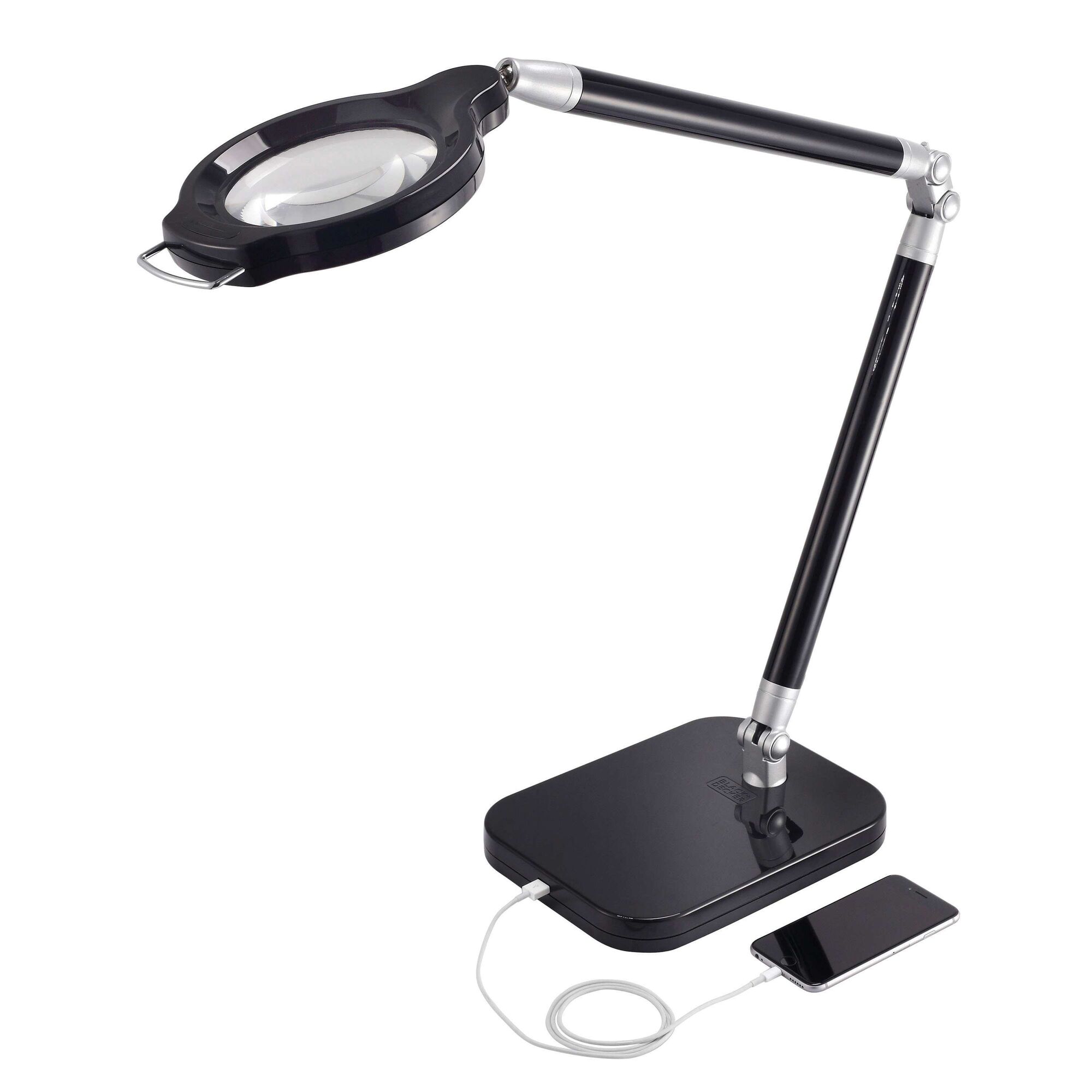 Ultra Reach Magnifier LED Desk Lamp, Black | BLACK+DECKER
